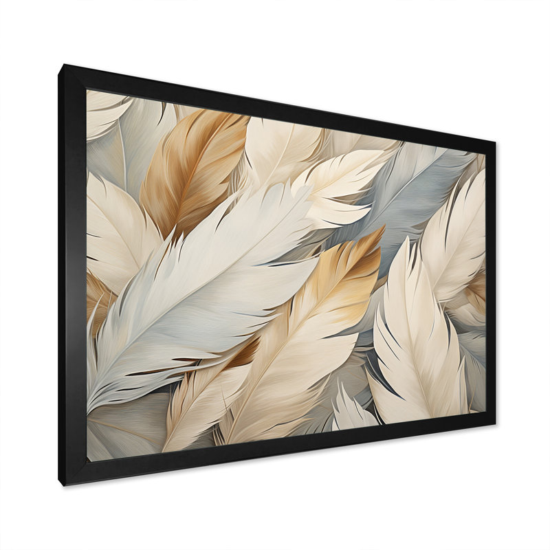 «Feathery Plumes II - Feathers», reproduction d'art sur toile encadrée, Cadre simple noir, H 34 po x l 44 po x P 1,5 po
