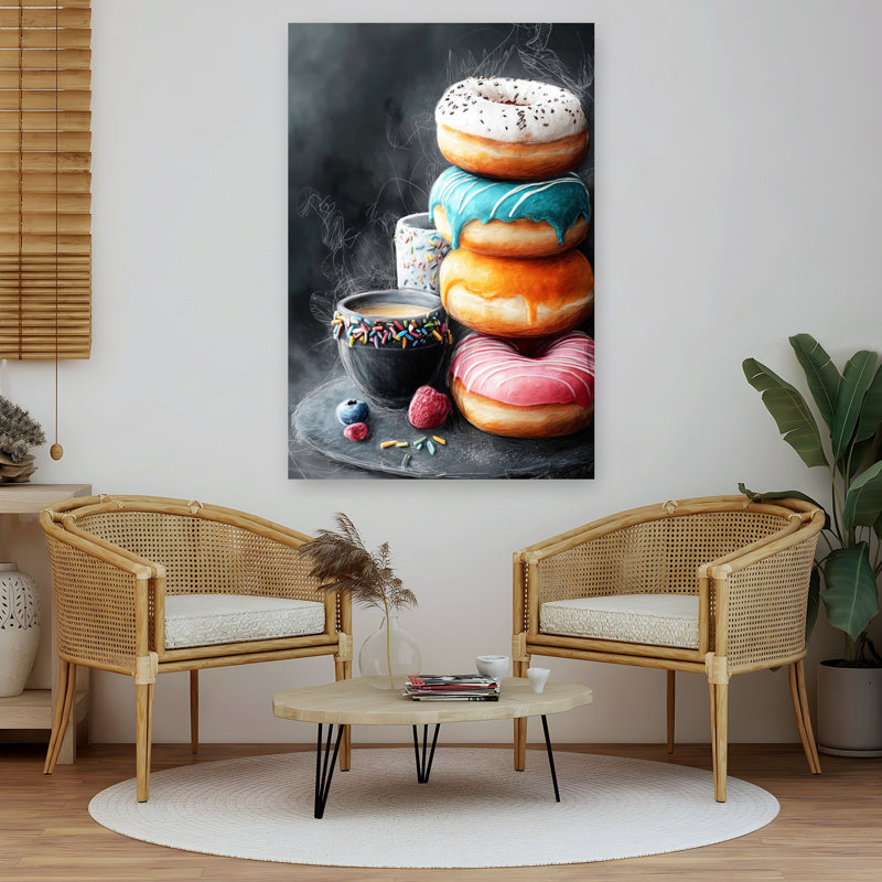 Art mural rustique contemporain Donuts 3 Food Art, H 60 po x l 40 po