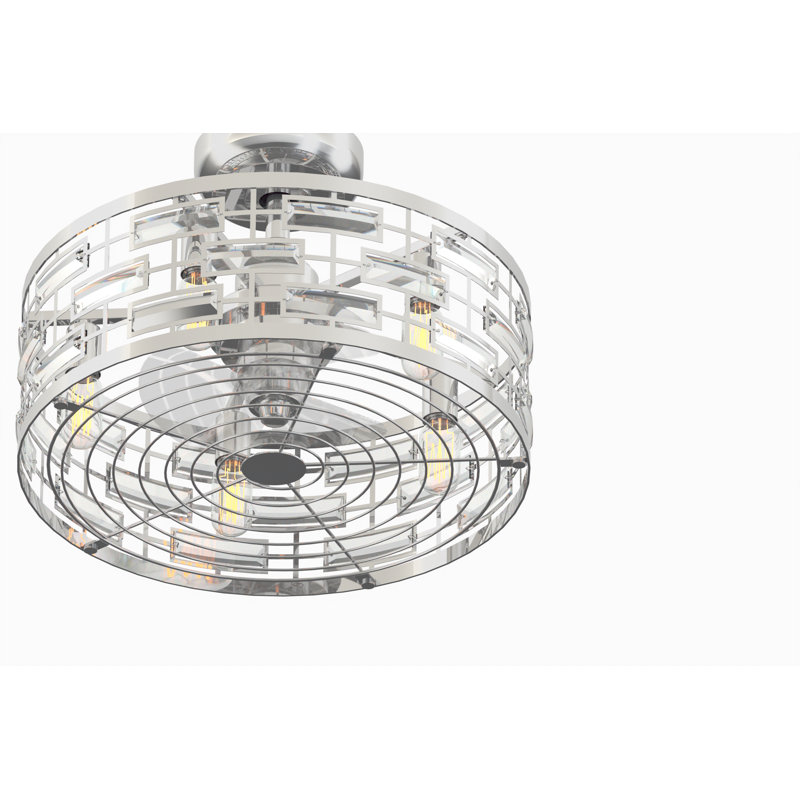  Klout 22 inch Indoor Ceiling Fandelier with LED Light Kit and Remote Control - Chrome with Clear blades, Chrome