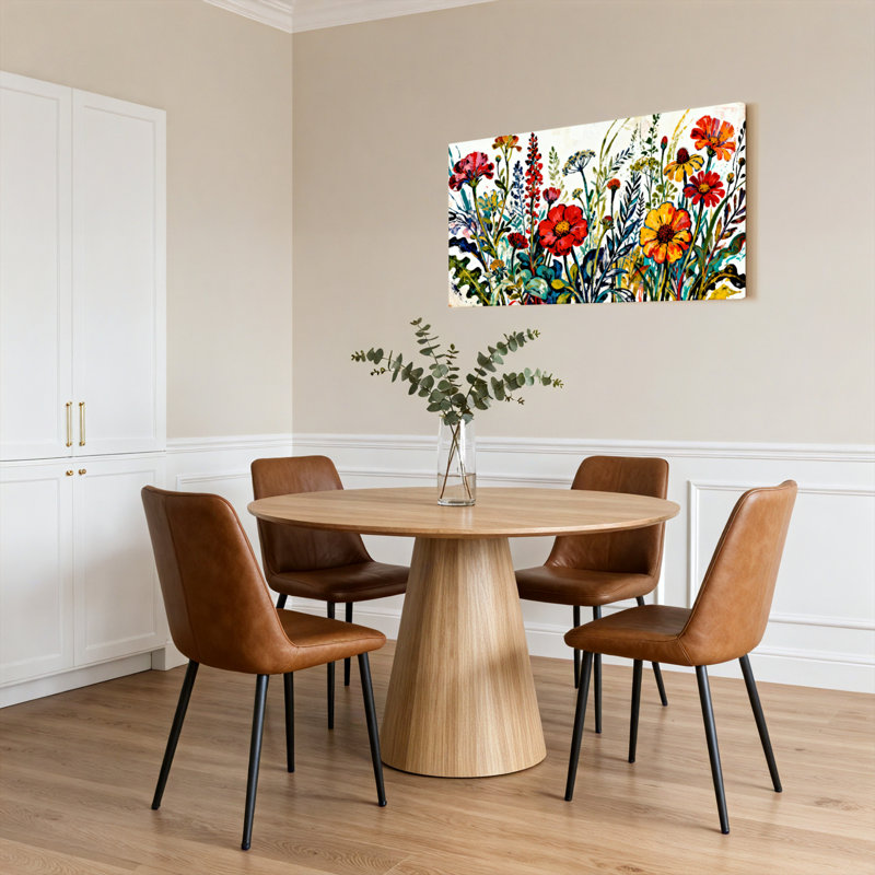 Ensemble de 1 tableau sur toile tendue représentant un jardin floral, H 24 po x l 48 po