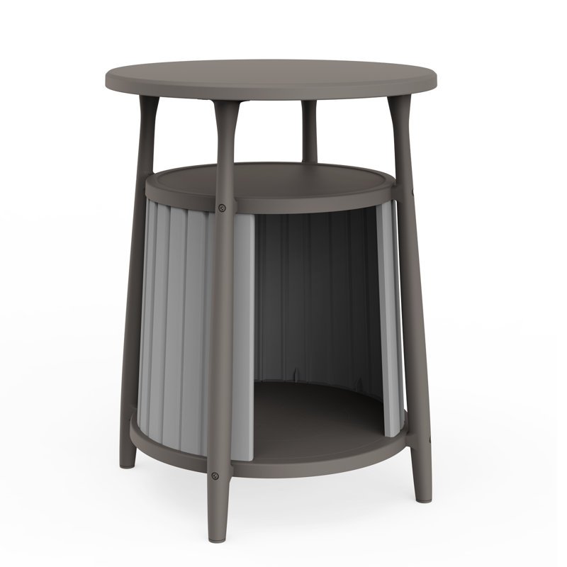 Table d'appoint ronde à deux niveaux avec caractéristiques adaptées aux chats, Noir