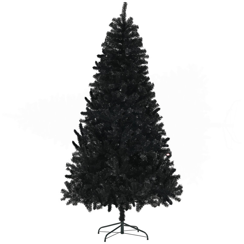 Arbre de Noël artificiel de 7,5 pi de hauteur, arbre de Noël non éclairé avec 1346 pointes de branches, ouverture automatique, base en acier, décoration des Fêtes pour bureau personnel, noir