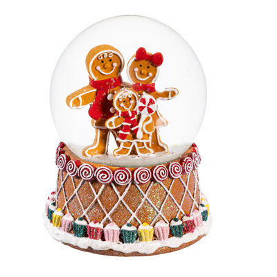 Resin Gingerbread Man Water Globe, 5.75"H