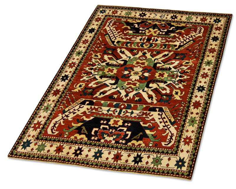 Chelaberd Wool Southwestern Area Rug in Beige/Red
