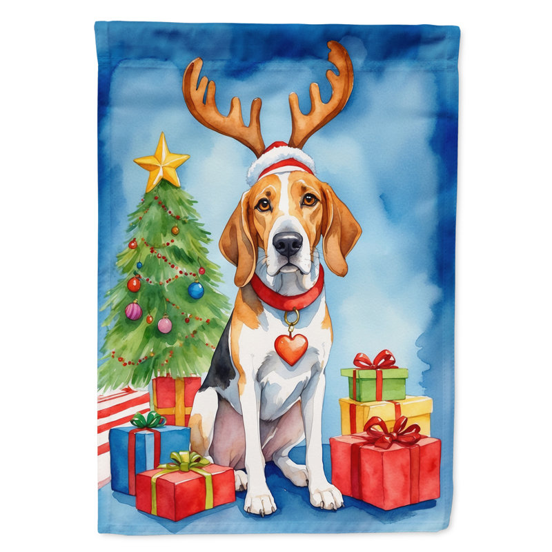 Drapeau de Noël renne de jardin, Foxhound anglais