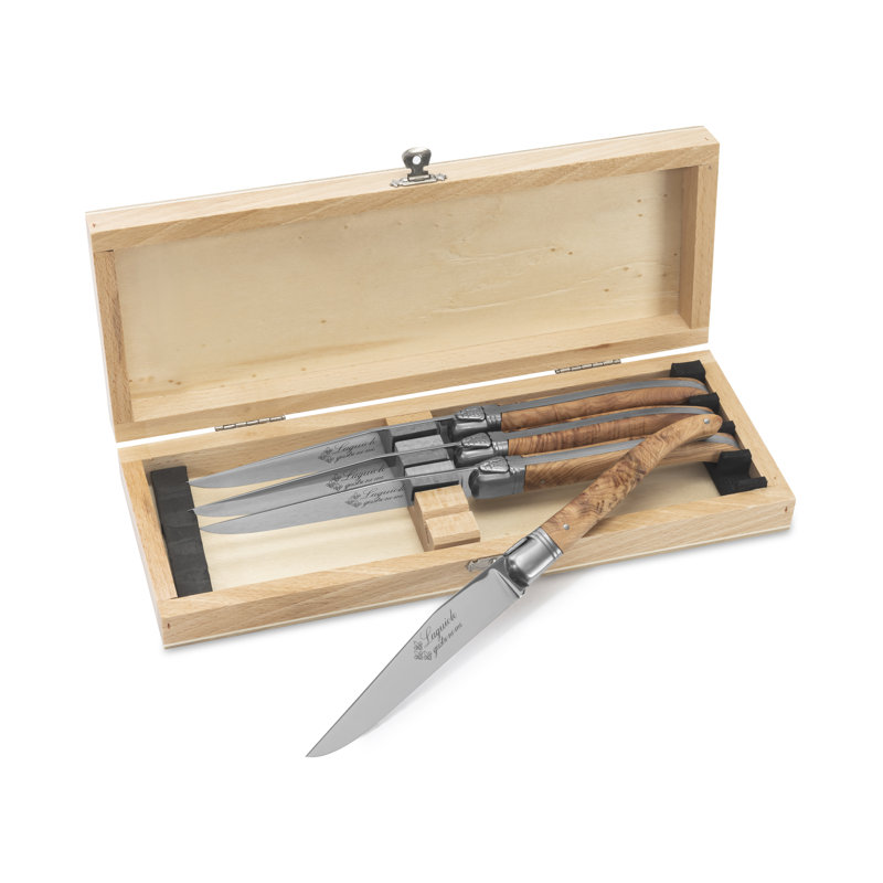 Ensemble de 4 couteaux à steak avec poignées en bois de genévrier Au Nain