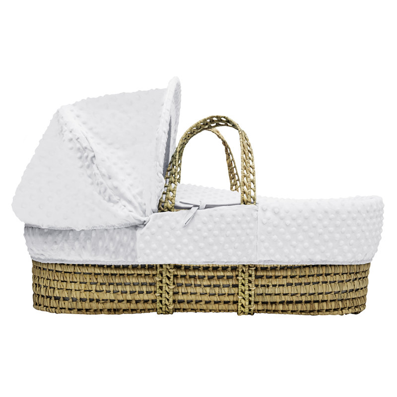 No Pattern Cotton Moses Basket Bedding Set, White