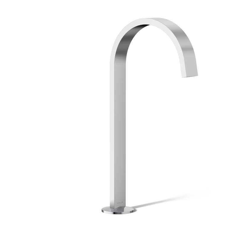 Components Bathroom Sink Spout With Ribbon Design, Polished Chrome