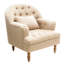 Chaise de luxe beige avec structure en chêne et coussins patinés