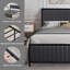 Ensemble de 2 bases de lit tapissier simple avec tête de lit rembourrée, lit plateforme à lattes en métal robuste, rangement sous le lit, gris-1577100253