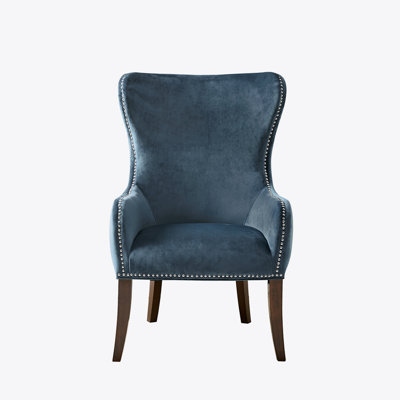 Chaise d'appoint bleue capitonnée en polyester à 4 pieds