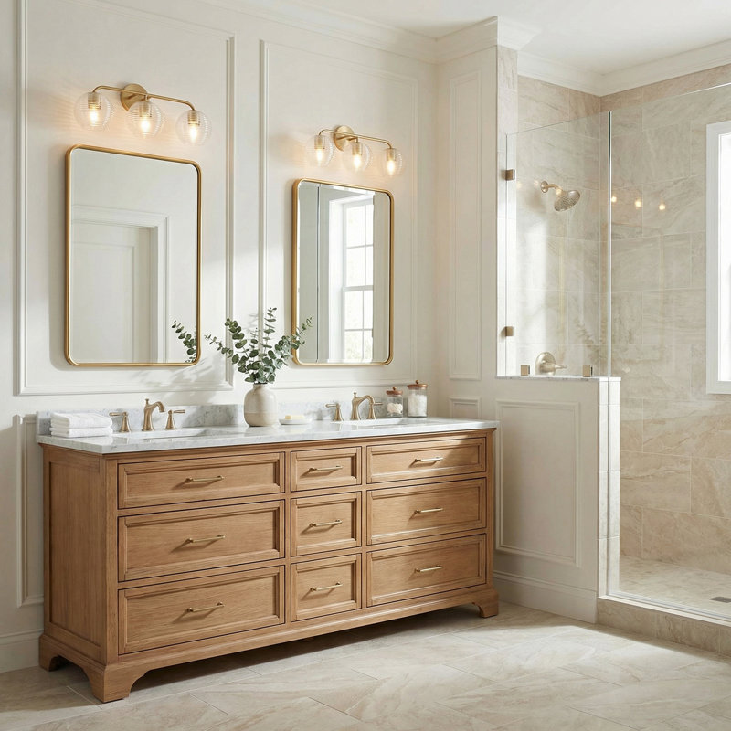 Éclairage pour meuble-lavabo à 3 lumières à intensité variable Zuzia, Laiton mat