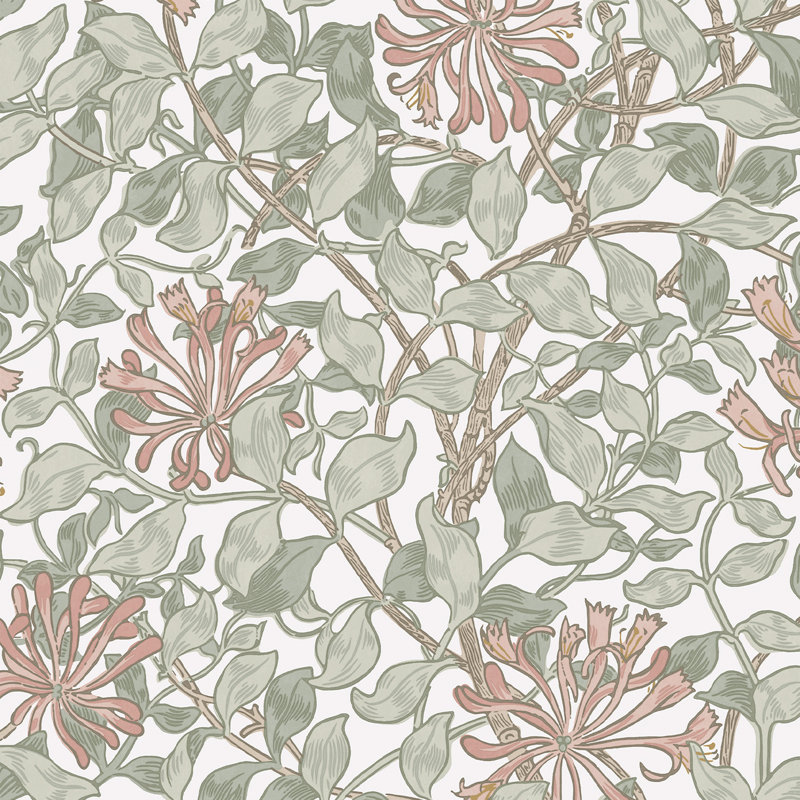 Papier peint William Morris Honeysuckle Verde, Vert