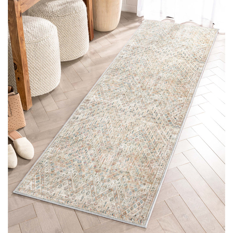 Tapis à chevrons ivoire Anya, Tapis de couloir 2 pi 3 po x 7 pi 3 po