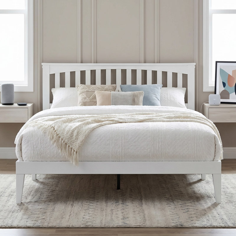 Structure de lit plateforme Moriel, Grand lit, Chêne blanc classique