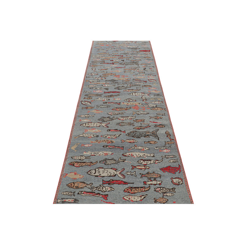 Burano Hand Knotted Wool Animal Print Area Rug, Runner 3' x 10'