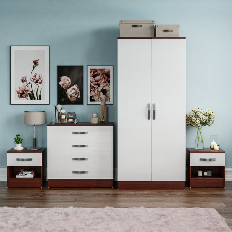 Arkadij Piece Bedroom Set, Walnut/White