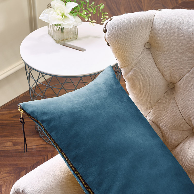Suede Reversible Pillow Cover, Blue Wing Teal