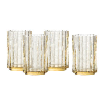 Fortessa Mahalo Stackable Glass, 11 Oz. Double Old Fashioned (Set of 4), Ginger Gold