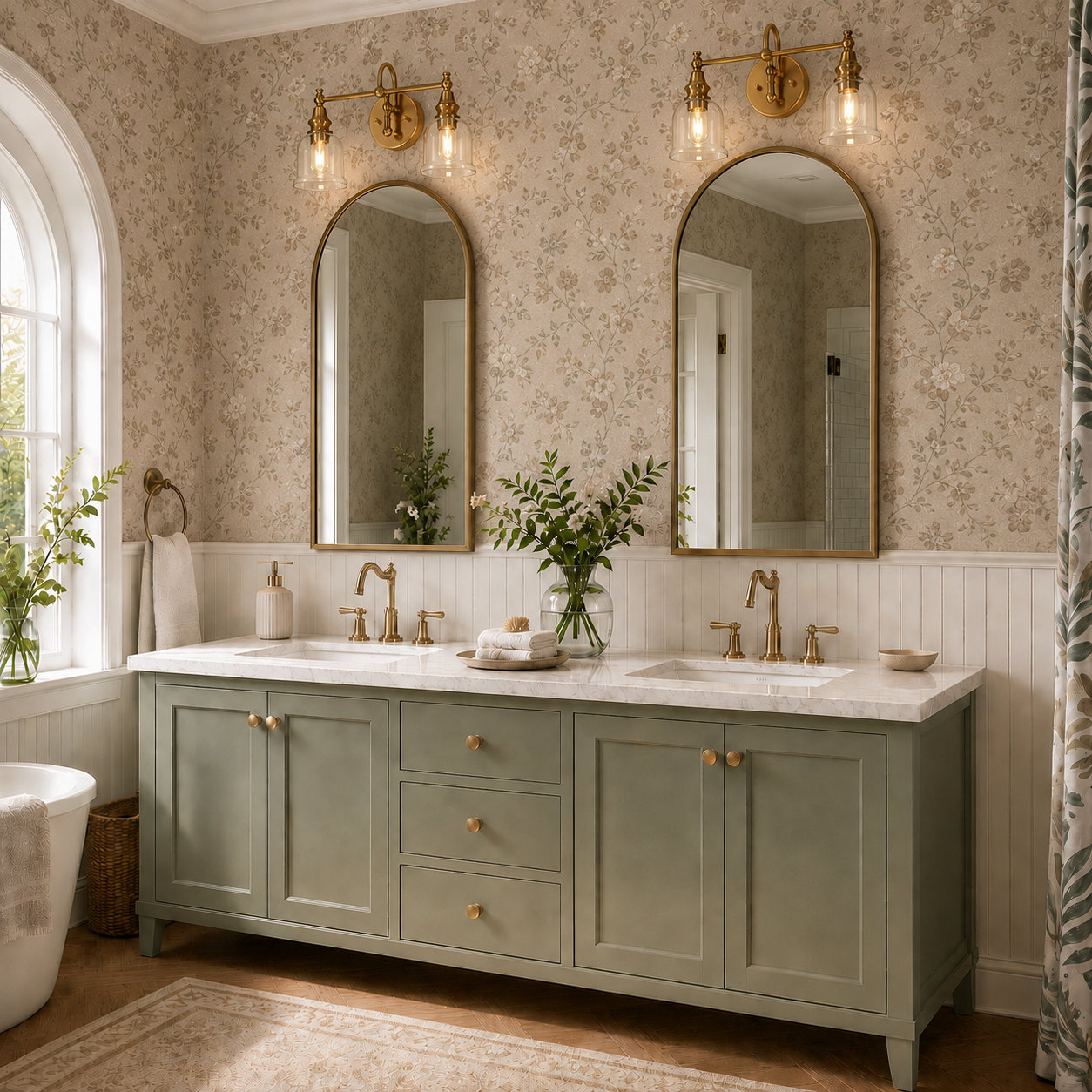 2-Light Dimmable Vanity Light, Brass
