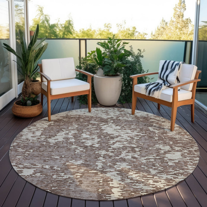 Alegandro Area Rug with Non-Slip Backing, Round 8'