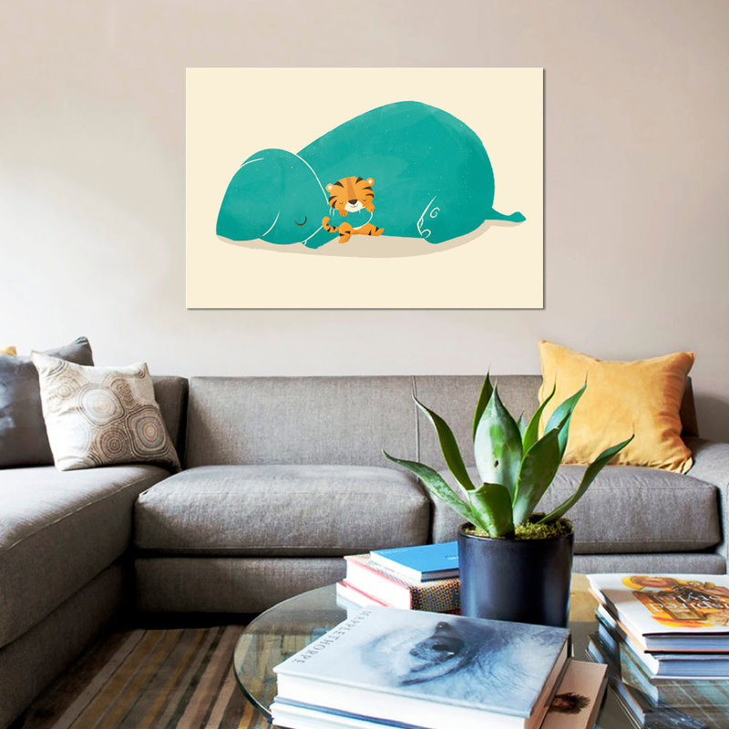 «Tiger Mother», impression sur toile, H 12 po x l 18 po x P 1,5 po, Toile tendue, Pas de tapis