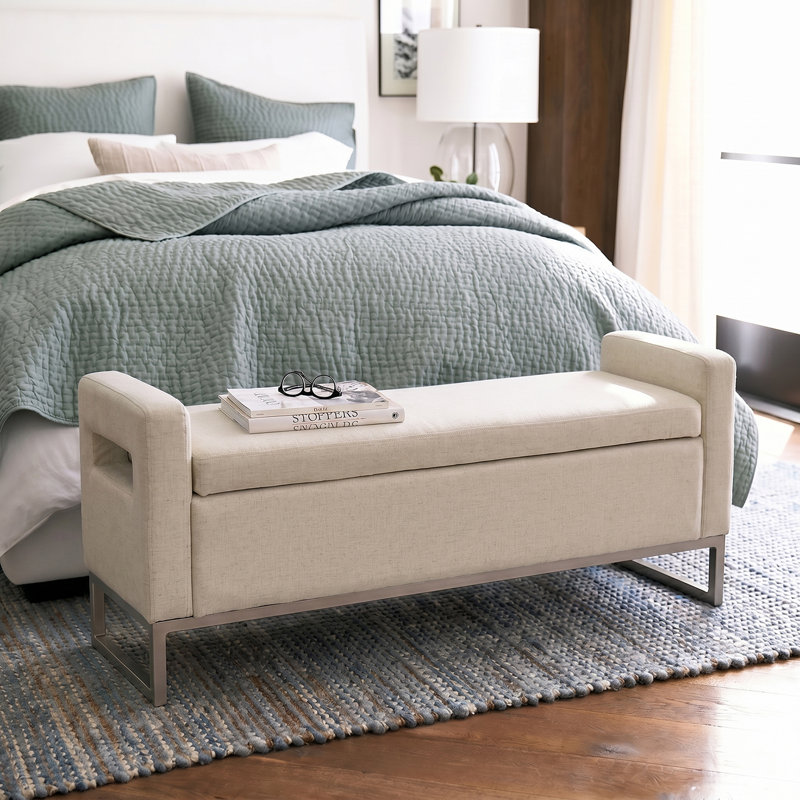 Banc de rangement rembourré Anavaeh, Beige