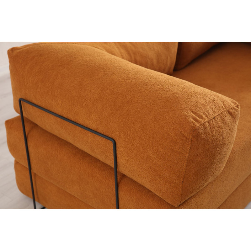 Canapé-lit 3 places, Orange, H 39,37 po x l 78,74 po x P 31,5 po, 2
