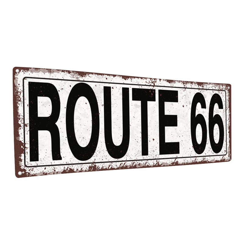 "Enseigne en métal vieillie, Route 66"