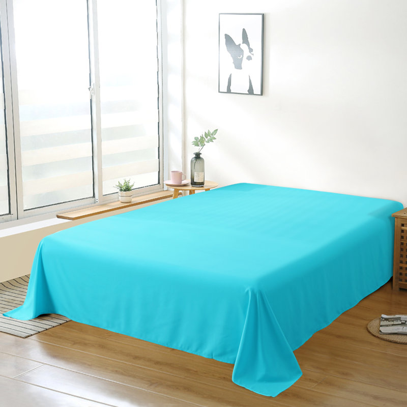 Drap plat en microfibre , Bleu, Drap plat pour lit simple TG
