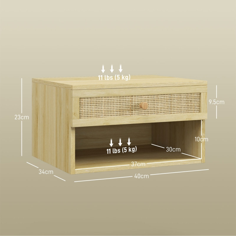 40cm W Engineered Wood Bedside Table