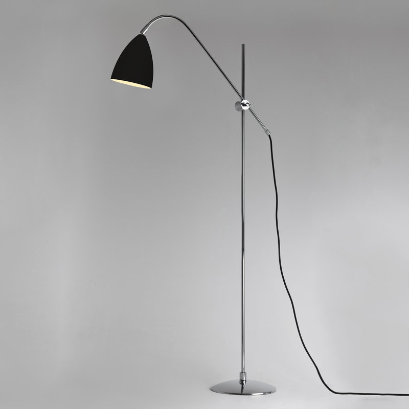 Joel Task Floor Lamp, Matt Black, Polished Chrome