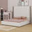 Tall Headboard Upholstered Bed With Vertical Striped And Wingback Design