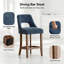Ensemble de 2 tabourets de bar rembourrés de style moderne du milieu du siècle, hauteur du siège de 66 cm, dossier incurvé et pieds en bois massif (bleu marine)-626510617