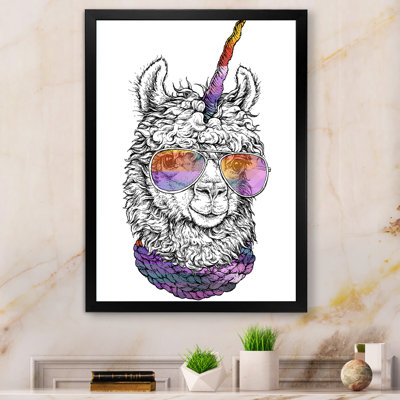 «Cute Lama with Sunglases» - Impression sur toile