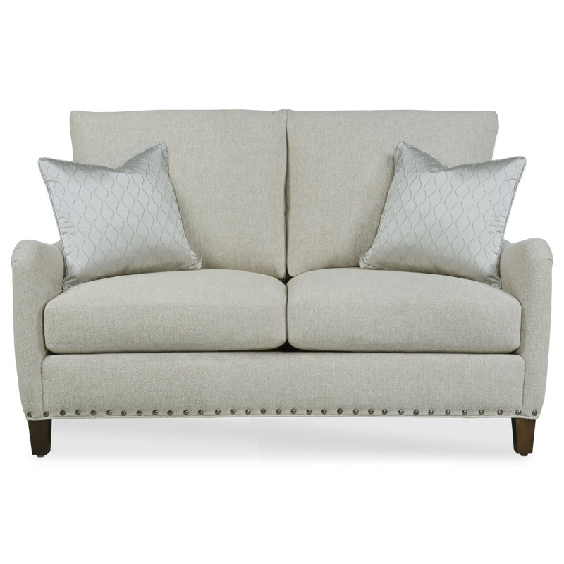 Smythe 57" Rolled Arm Loveseat with Reversible Cushions, Alabaster (3157 73), Espresso