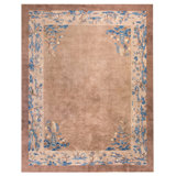 Solid Earthy Open Field Antique Chinese Room Size Peking Carpet
