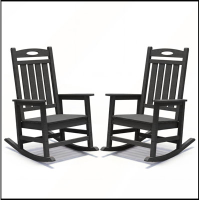 Set of 2 Oversized HDPE Outdoor Rocking Chair Set for Adults