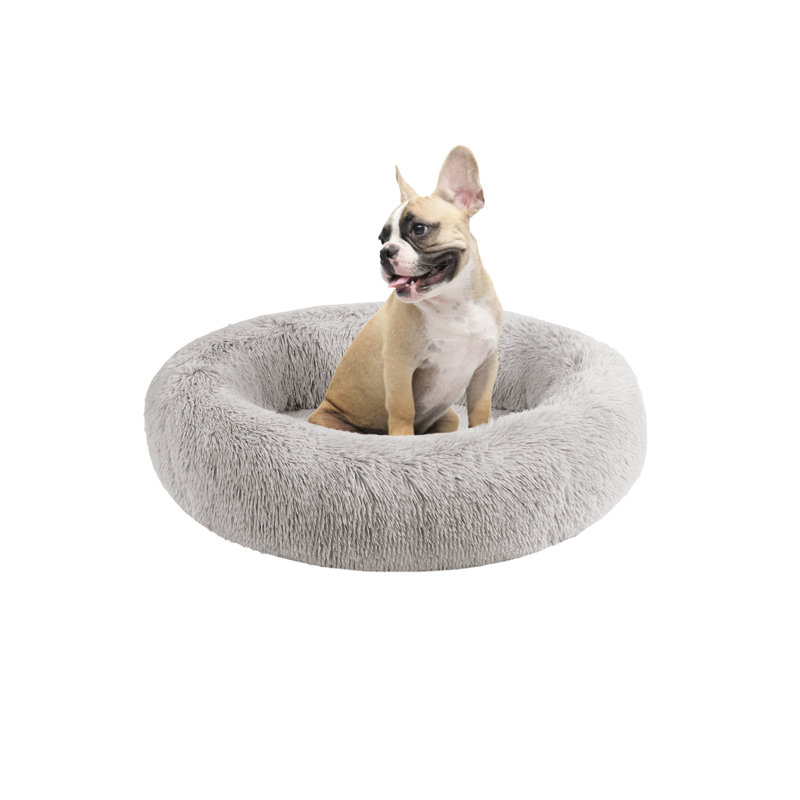 Serena Doughnut Oval Bed, Gray, 6.5" H x 30" W x 23" D, Medium (26 - 40 lbs)