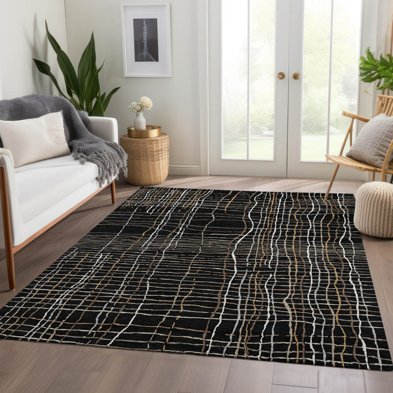 Tapis de qualité supérieure à rayures lavables à la machine AMF998, Rectangle 2 pi 6 po x 3 pi 10 po
