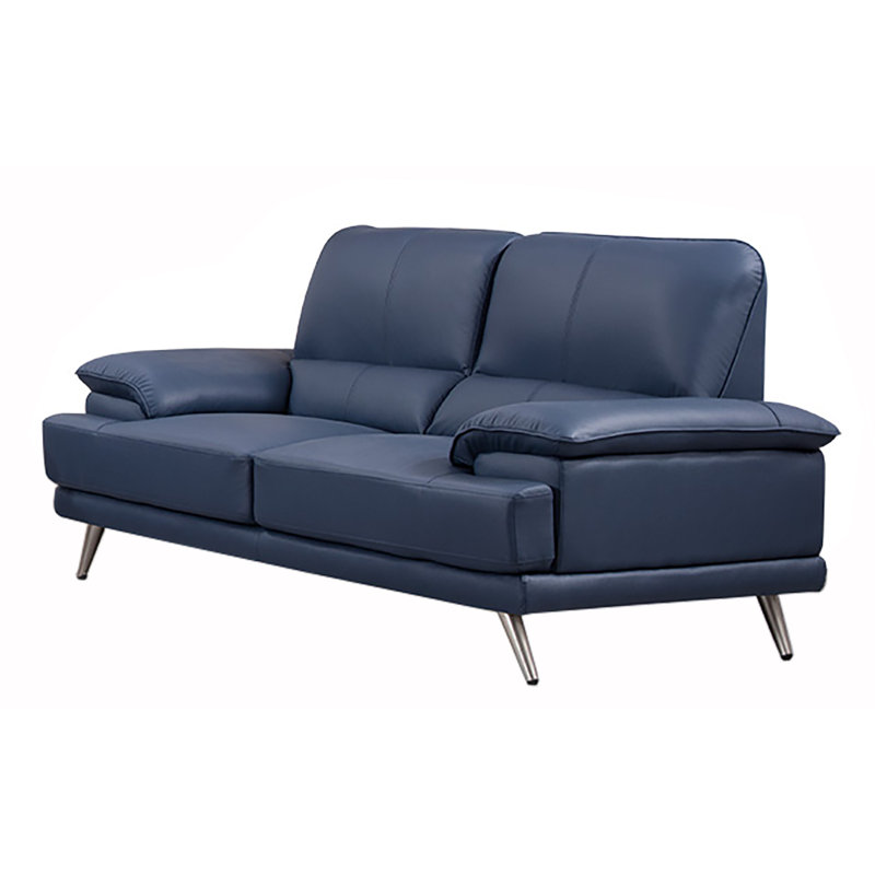 Hayllar Upholstered 68'' Loveseat, Navy Genuine Leather