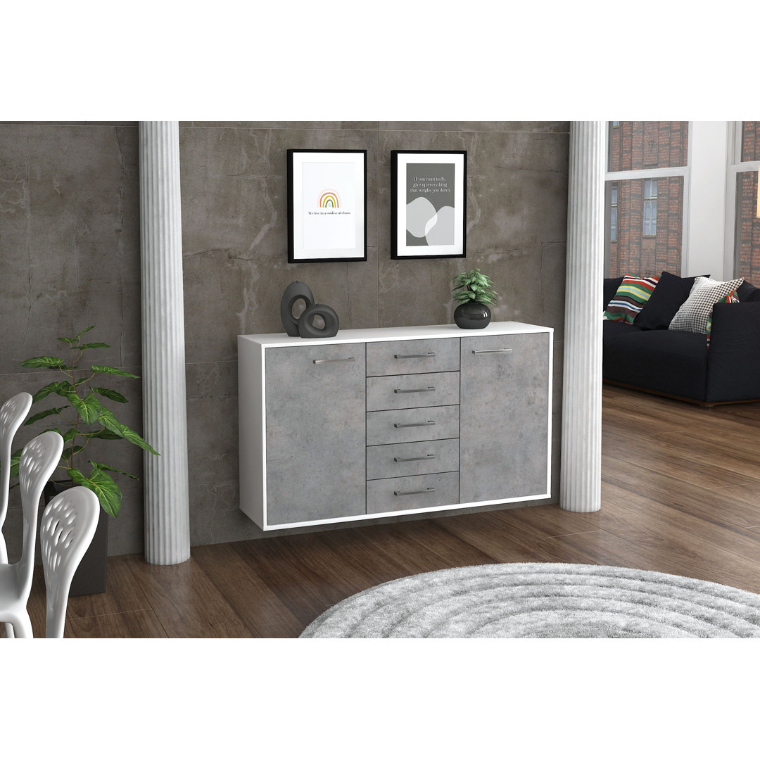 Sideboard Pembroke Pines, Farbe: Mint/Anthrazit, Fliegend/Metallgriffe, Größe: 136x79x35 cm