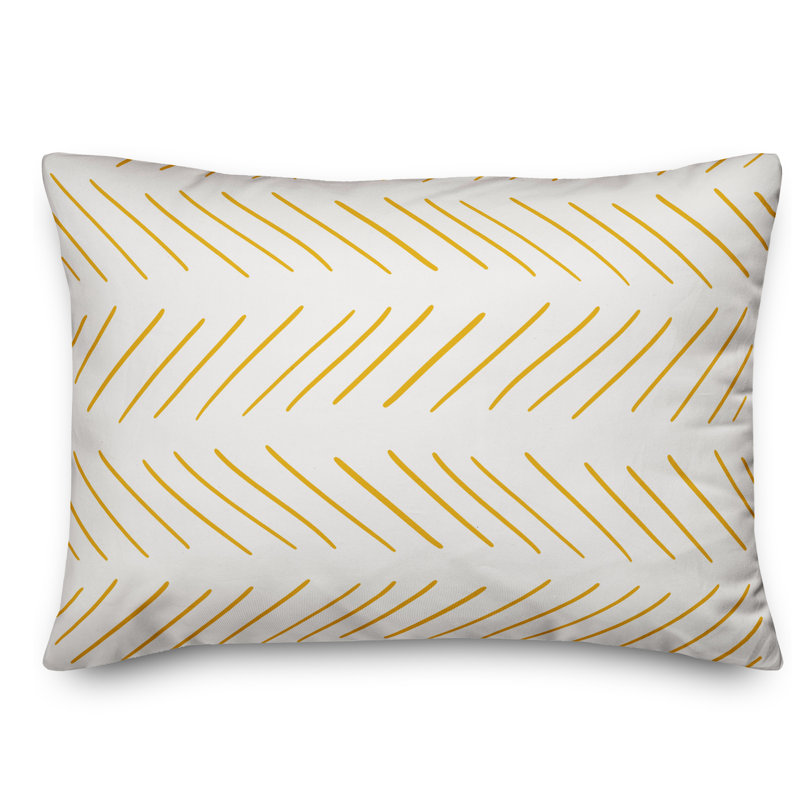 Baldridge Modern Rectangular Pillow Cover & Insert, Off White/Yellow(stripes)