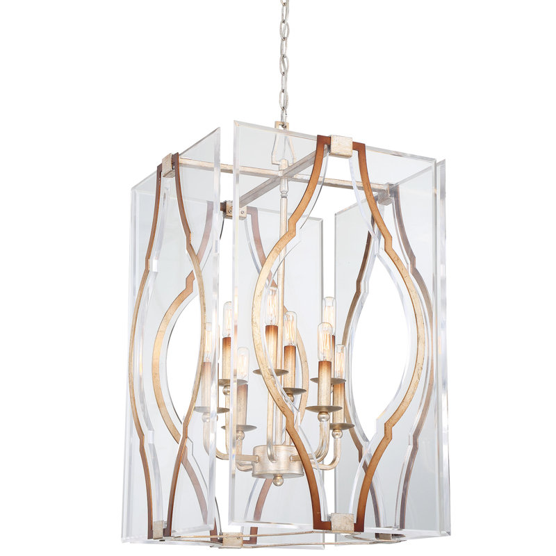 Lustre rectangulaire / carré unique à 6 lumières avec accents de cristal Brenton Cove