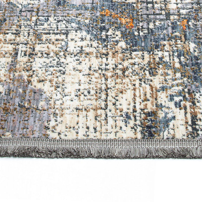 Tapis moderne à motif abstrait à poils coupés, Rectangle 5 pi 3 po x 7 pi 3 po