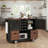 K&K 54" Farmhouse Kitchen Island with Drop Leaf, Power Outlet, Kitchen Storage Cart with 2 Doors, 2 Drawers, Rolling Kitchen Island on 4 Large Wheels with Spice Rack for Kitchen, Dining Room, Black-510135323