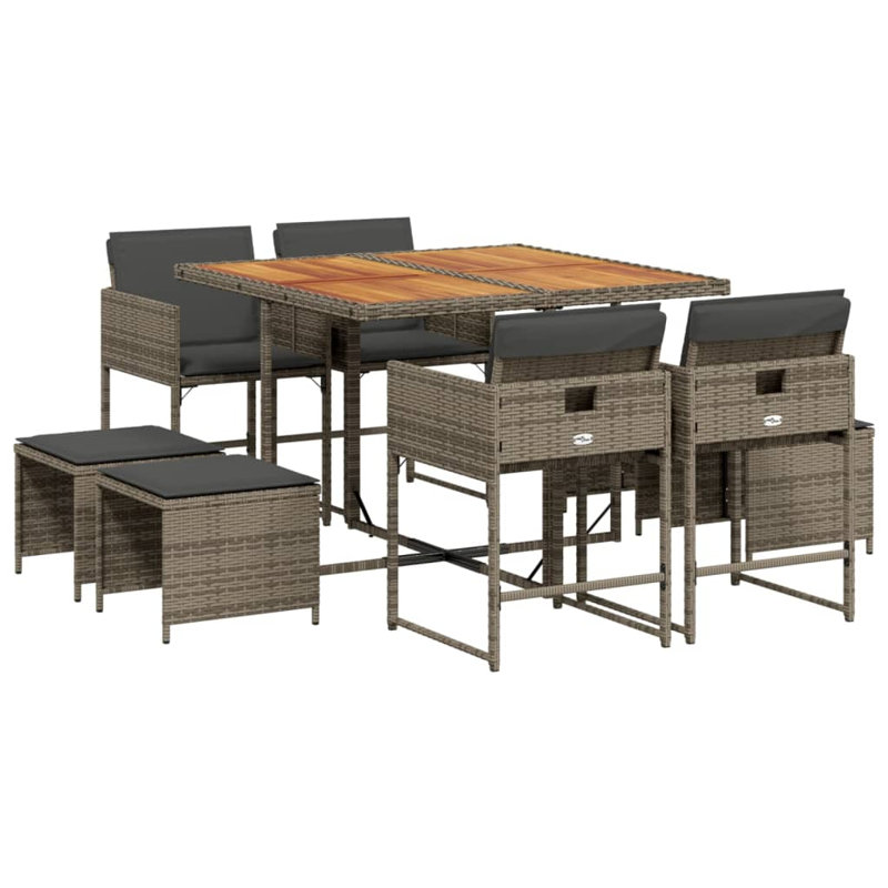  Garden Dining Set Grey And Brown, Gray, Dark Gray
