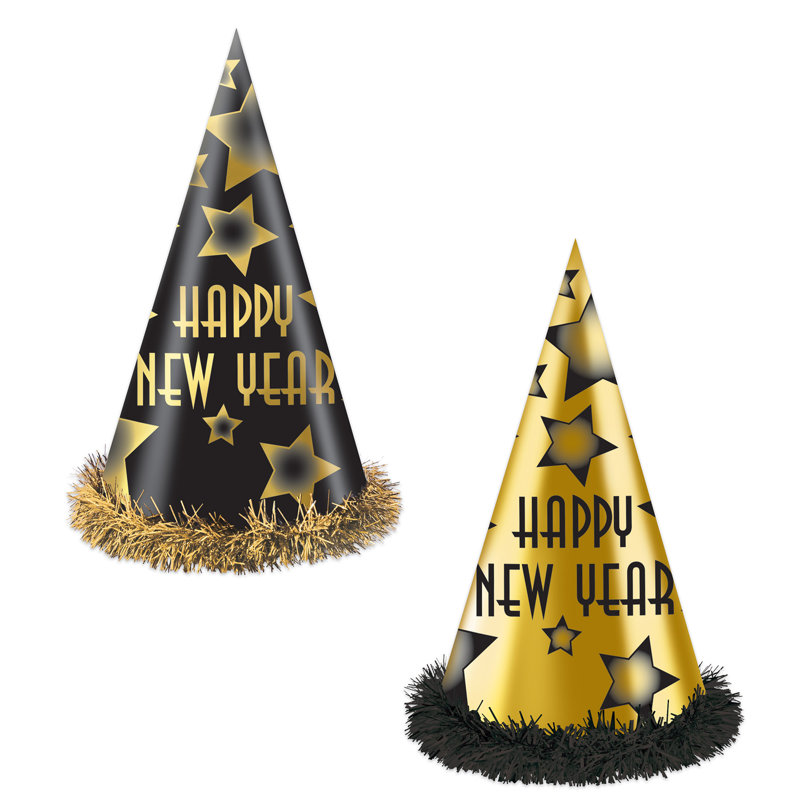 Bonne année, chapeaux de fête, Noir / or