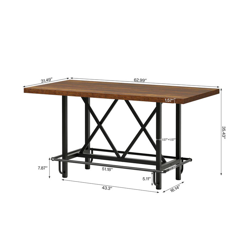 Comptoir de bar rustique en bois massif et grande table de salle à manger robuste | Idée de cadeau