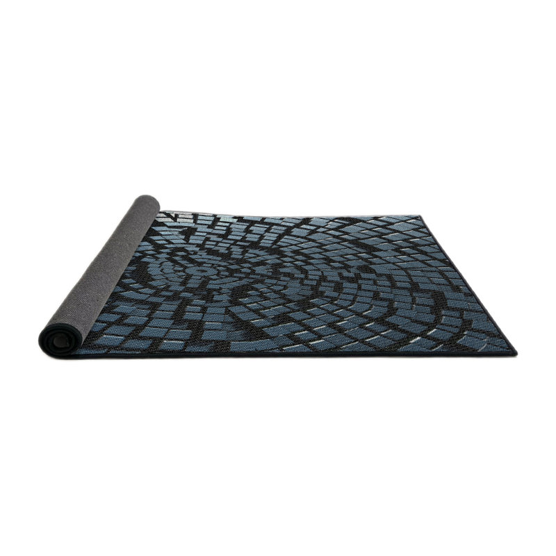 Tapis noir/bleu à motifs, Carré 4 pi